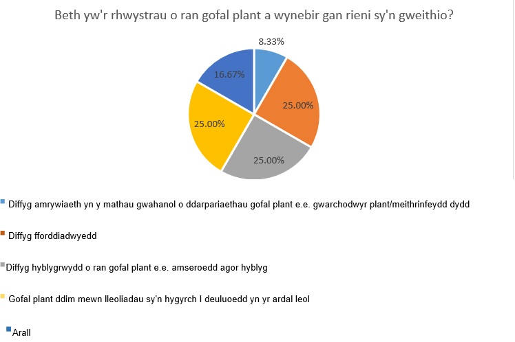 Y prif o ran ddarpariaeth o ofal plant a'r mynediad at ofal plant