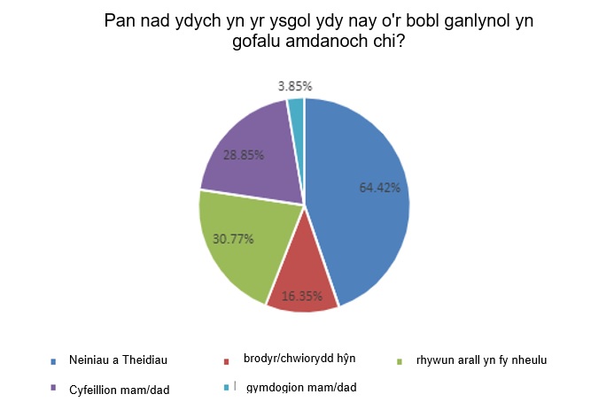 Pan nad ydych yn yr ysgol ydy nay o'r bobl ganlynol yn gofalu amdanoch chi?