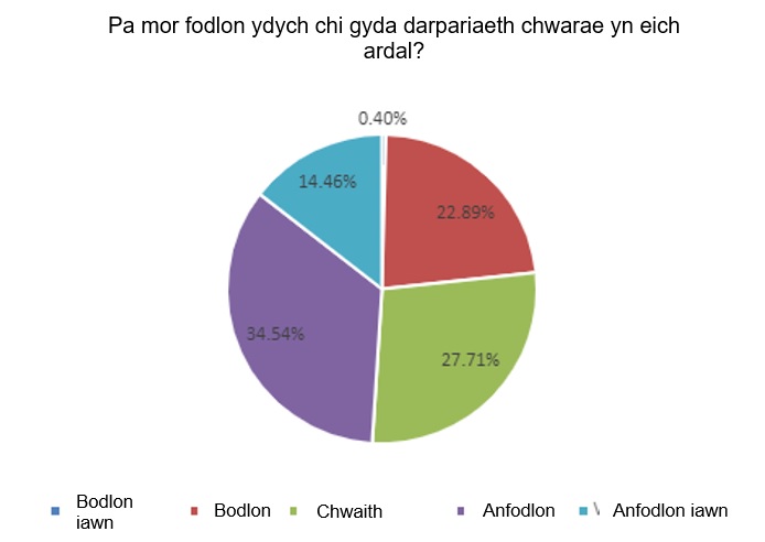Pa mor fodlon ydych chi gyda darpariaeth chwarae yn eich ardal?