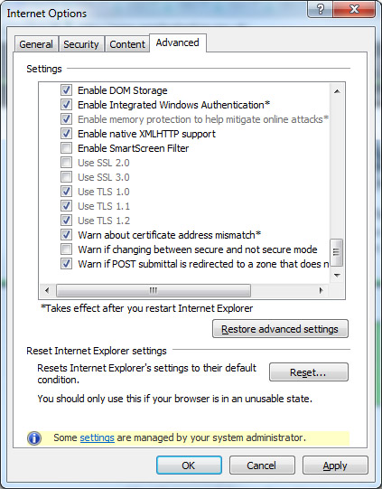 TLS Internet Explorer
